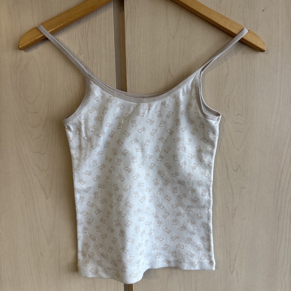 John Galt California Teddy Bear Cropped Tank Top Neutral Cami Womens X-Small XS